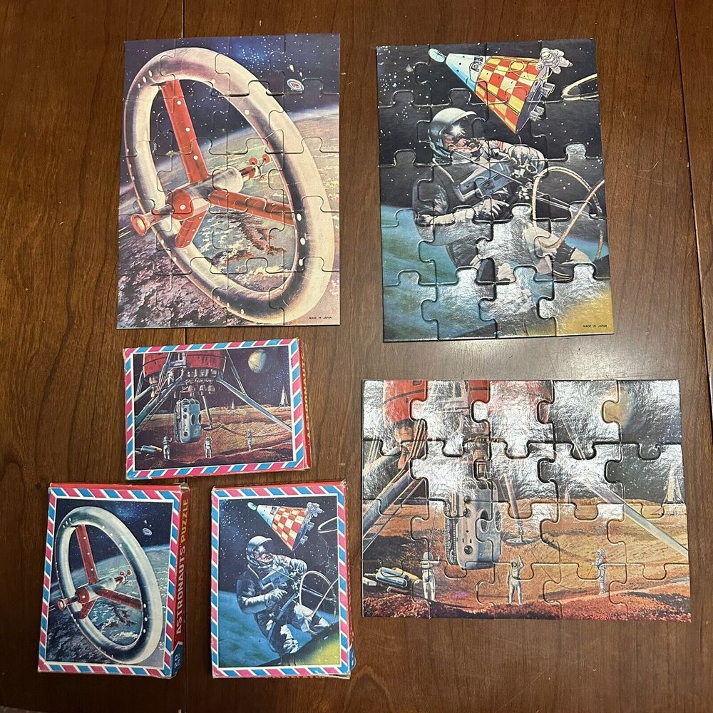 Lot Of 3 1970s Vintage 20 Piece Jigsaw Puzzle Japanese Made - Space Theme
